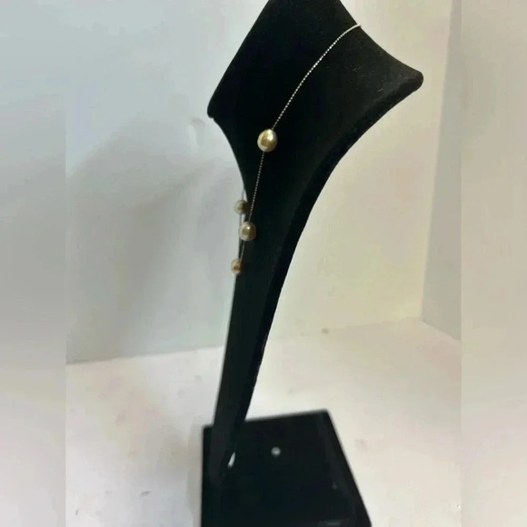 Silver .925 Gold Plated Pearl Necklace - Picture 3 of 3